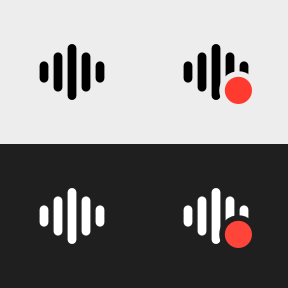 The menu-bar icon, idle and working, on dark and light menu bars